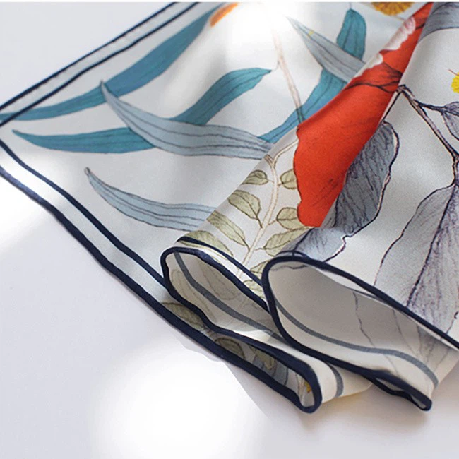 Custom Digital Printing Lady Square Silk Scarf
